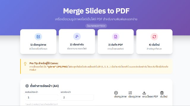 เครื่องมือจัดรูปสไลด์ลงกระดาษอย่างรวดเร็ว (ทำภาคผนวกแผนการสอน)